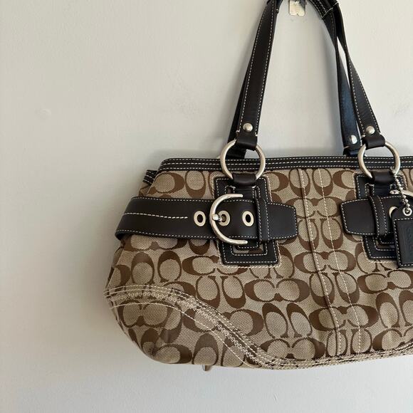 Coach Y2K Vintage Soho Signature Jacquard Double Handle Shoulder Bag Brown - Picture 5 of 12